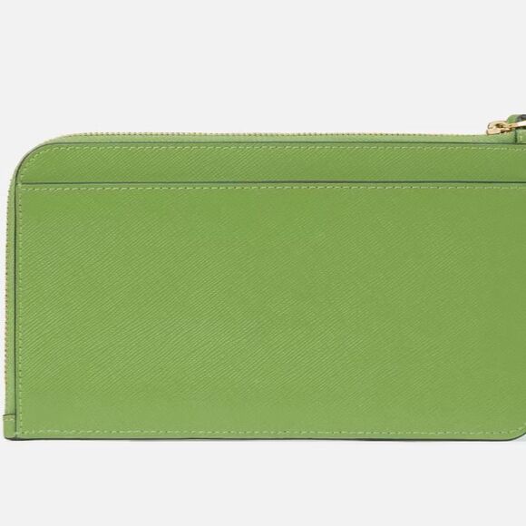 New Kate Spade Lucy Medium L-zip Wristlet Saffiano Leather Turtle Green - Picture 3 of 3